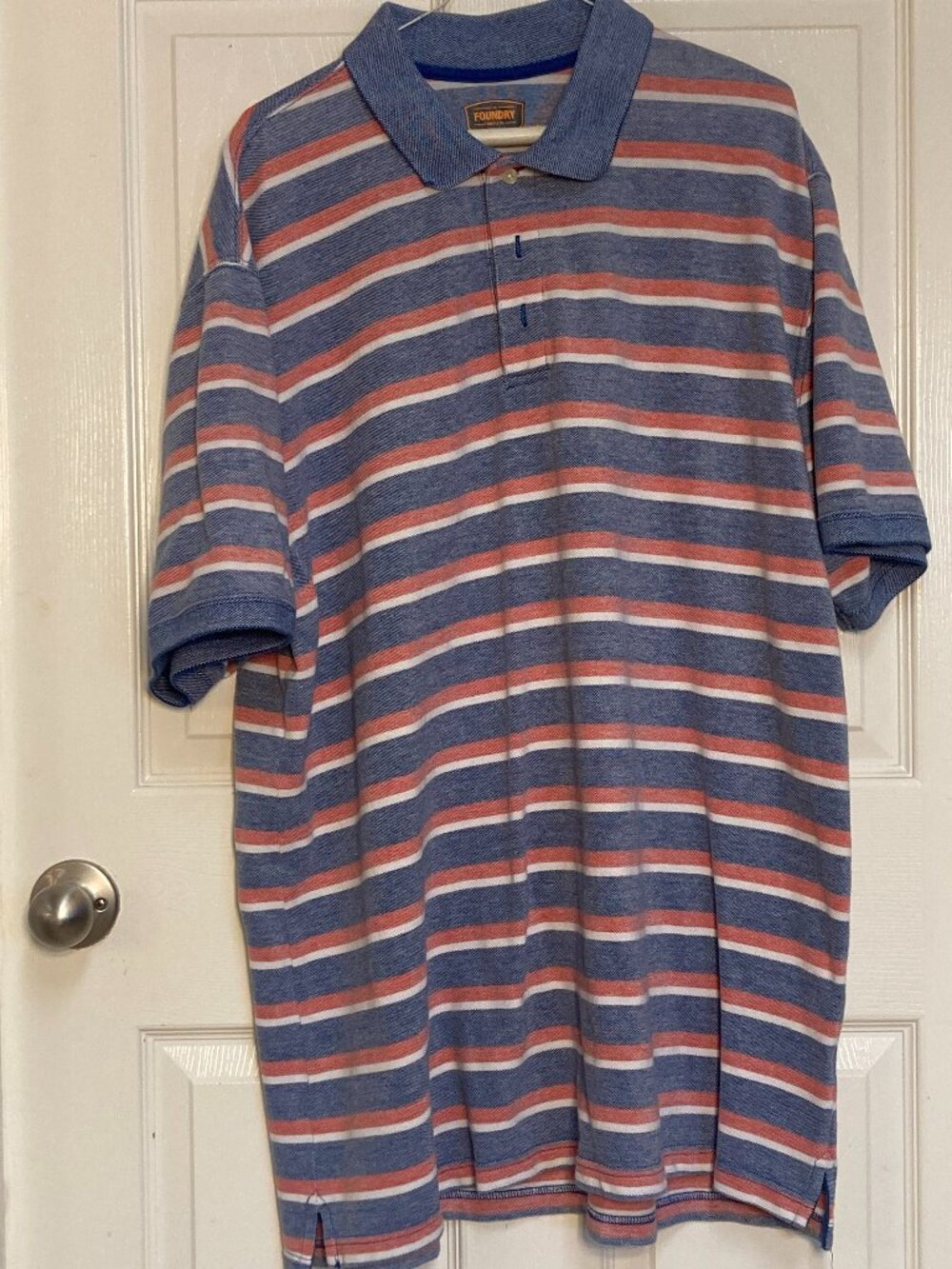 Men's polo shirt by the Foundry Supply Co.  blue red and white sze 2XLT